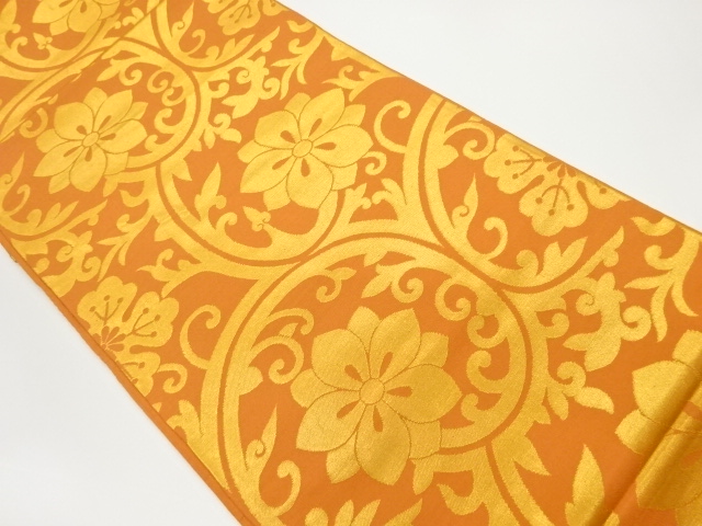 花唐草模様織出し全通袋帯